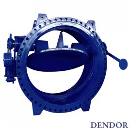 Клапан обратный DENDOR 015F.PV поворотный фланцевый чугунный с двумя эксцентриситетами с рычагом и противовесом